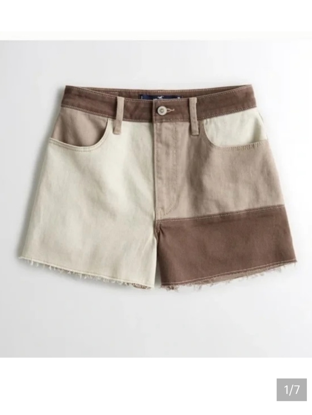 Hollister Vintage Relaxed Mom Shorts Two Tone Brown Cream Colorblock Size 3 / 26